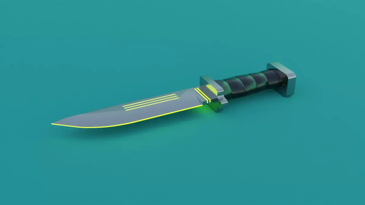 SCI-FI knife 3D model yellow 3D model