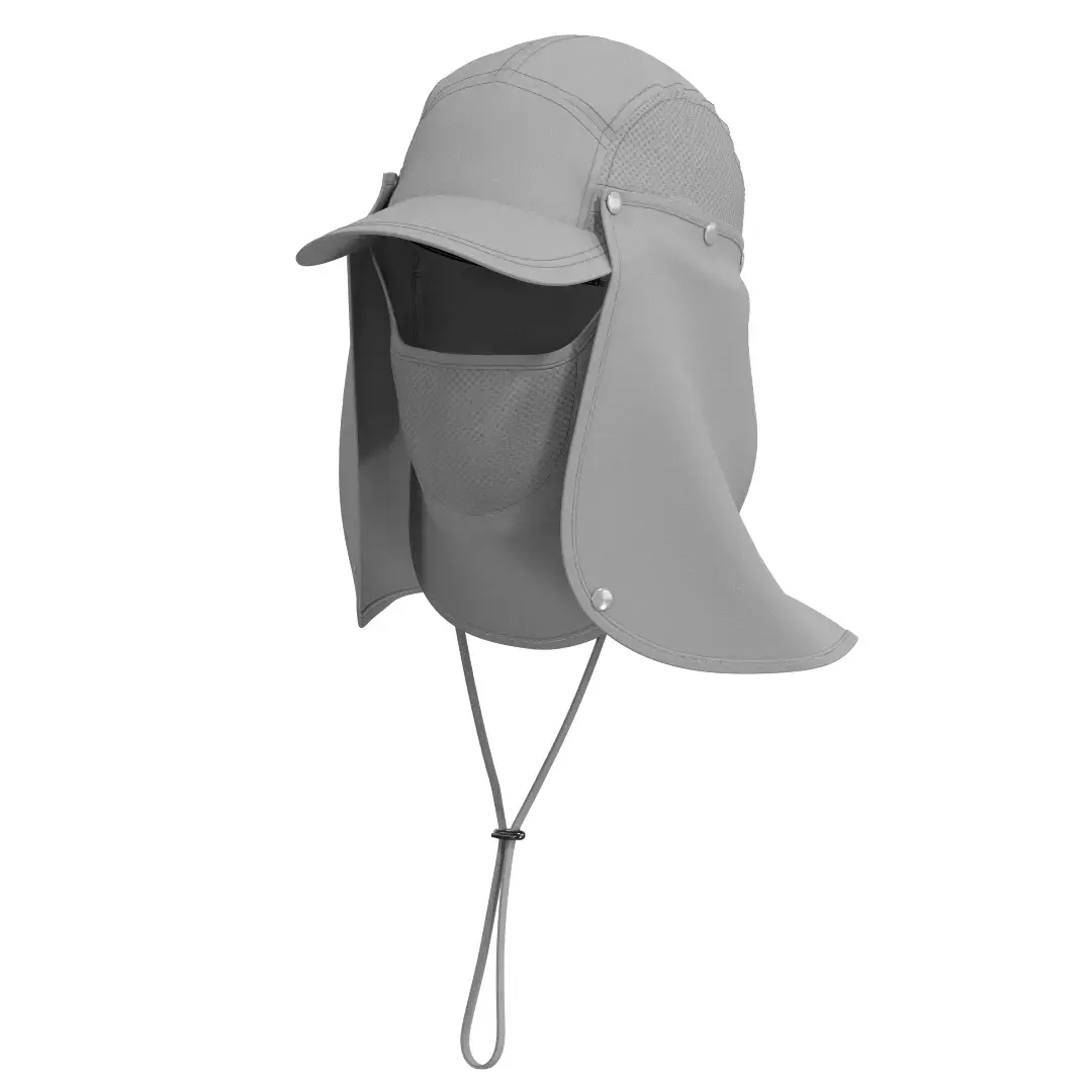 sun hat with face cover and neck flap 3D model