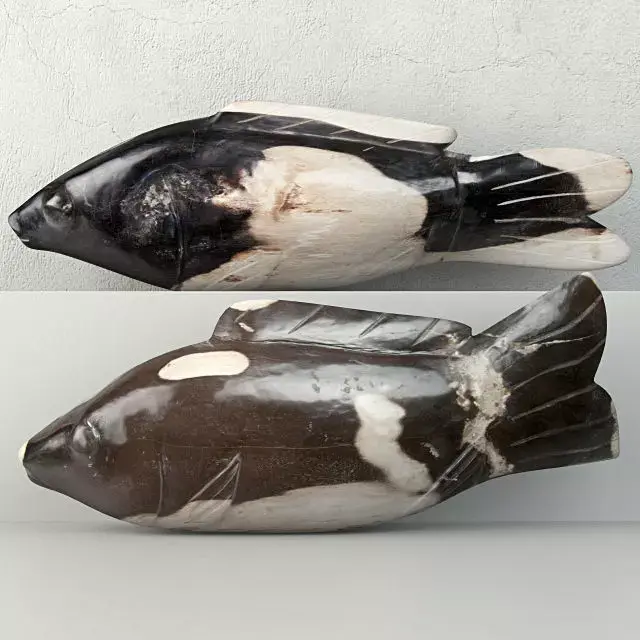 Hand Carved Petrified Wood Koi Fish 4 3D model