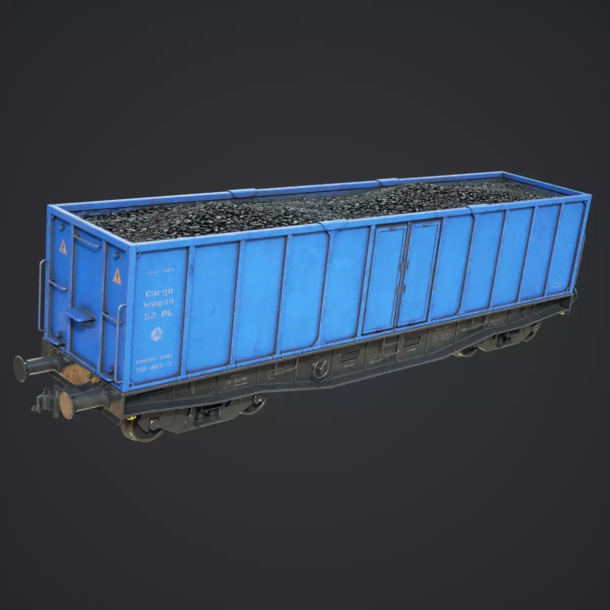 Railway Cargo Wagon Low-poly 3D model