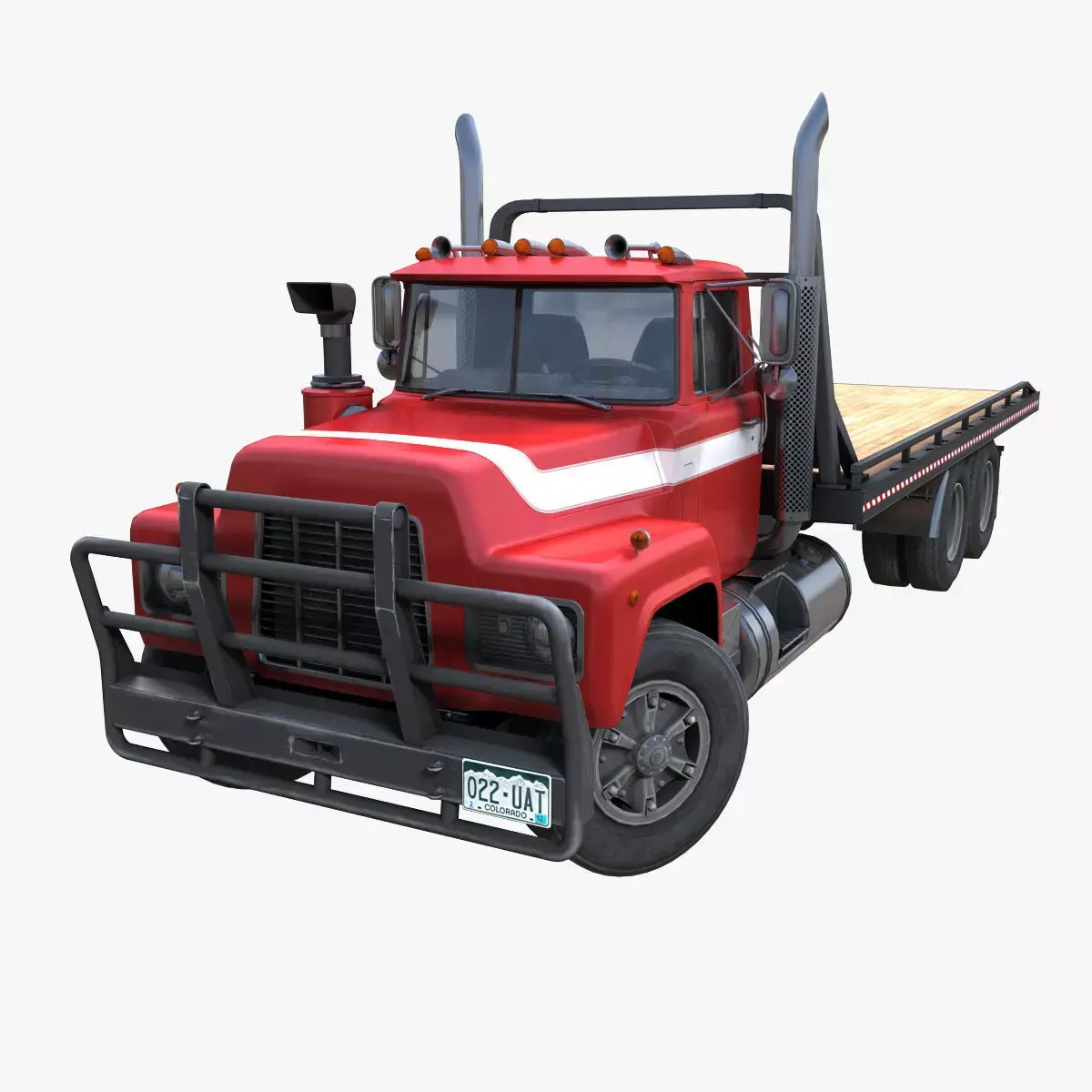Industrial vintage flatbed truck Low-poly 3D model