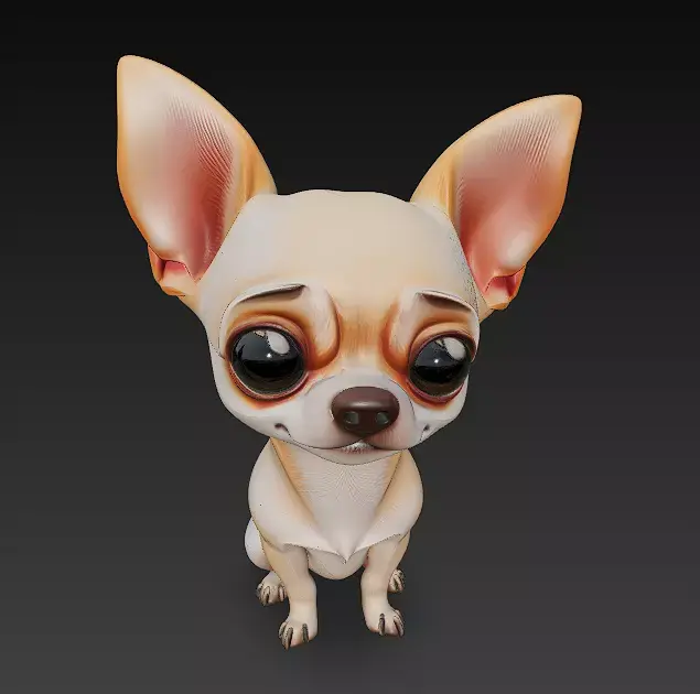 Chihuahua Puppy Dog Realistic 3D Model - Low Poly Realistic Low-poly 3D model purchase