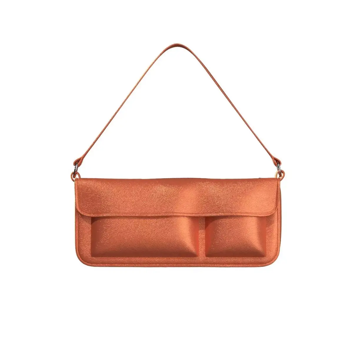 Orange Leather Baguette Bag 3D model