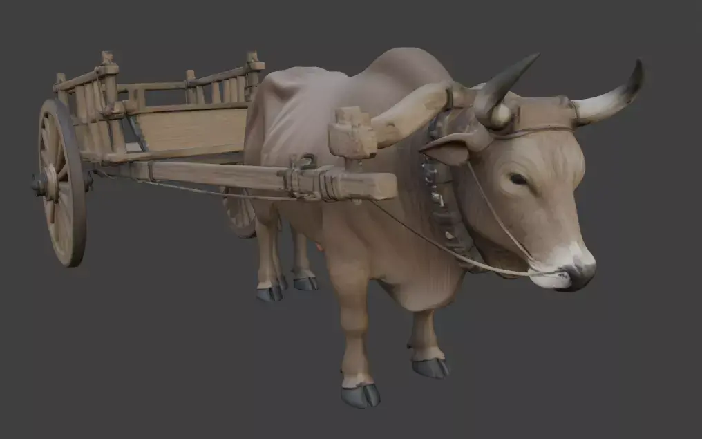 Realistic Bullock Cart 3D Model 3D model purchase