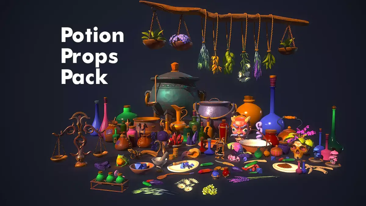 Potion Props Pack Low-poly 3D model