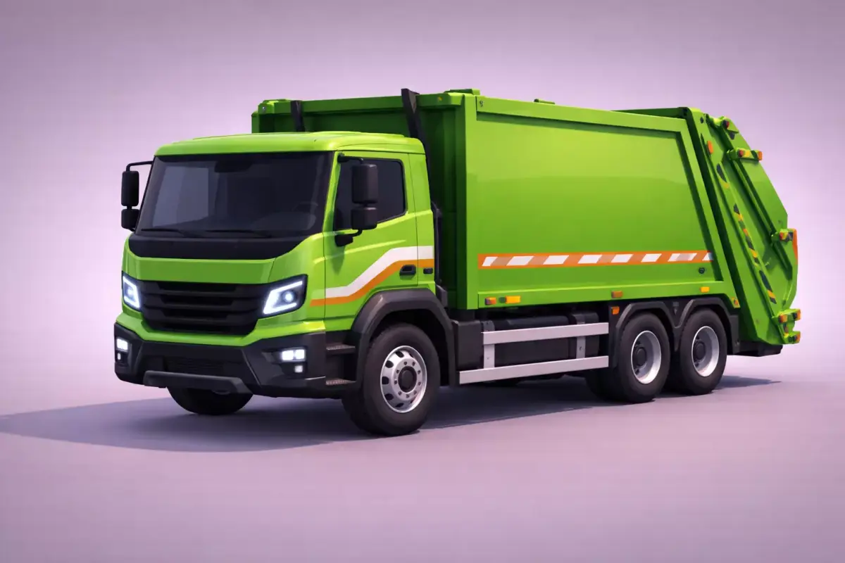 Low Poly Generic Garbage Truck Vehicle PBR Texture Low-poly 3D model