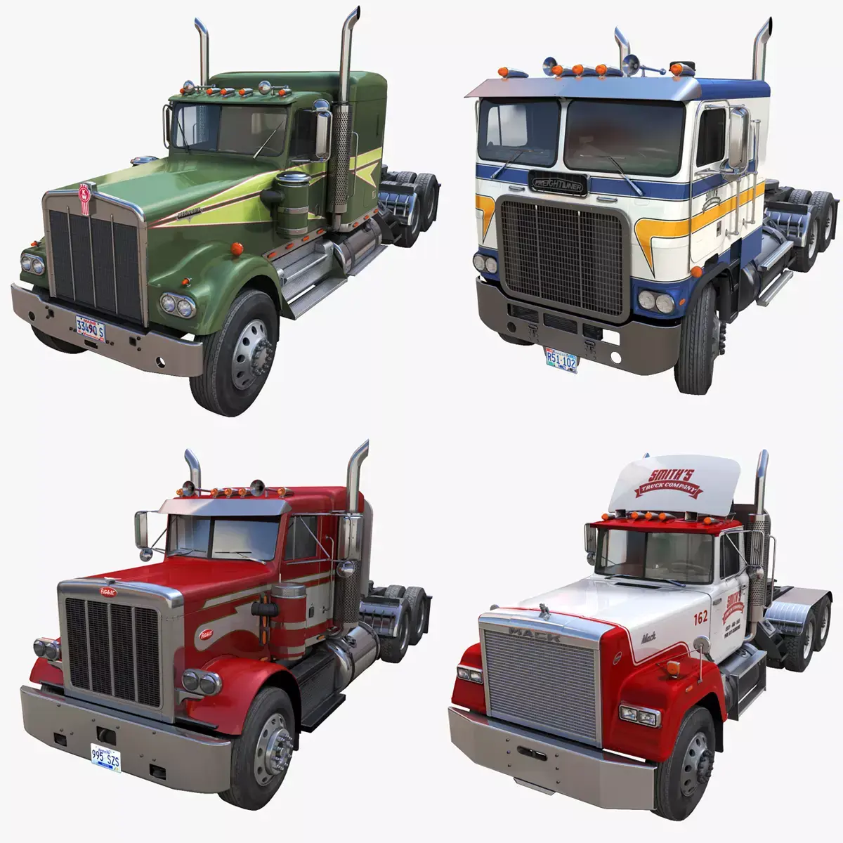 80s American Truck 3D Model Pack
