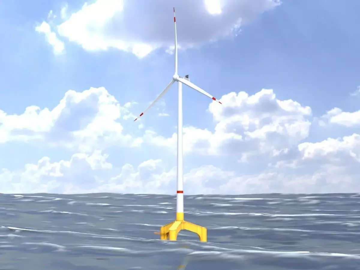 Wind turbine with tripile offshore foundation E-175 DR-172 m Low-poly 3D model