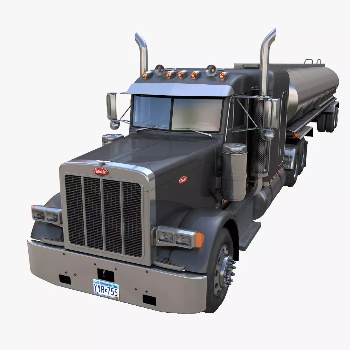 Peterbilt 379 custom fuel trailer Low-poly 3D model