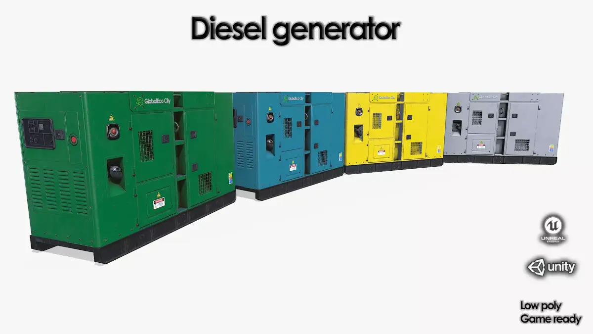 Diesel generators Low-poly 3D model