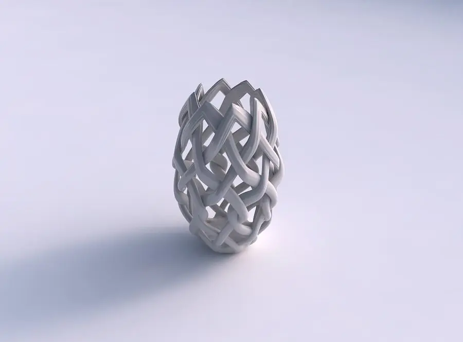 Vase wide on top part with interlacing lattice and extruded l... 3D print model 7