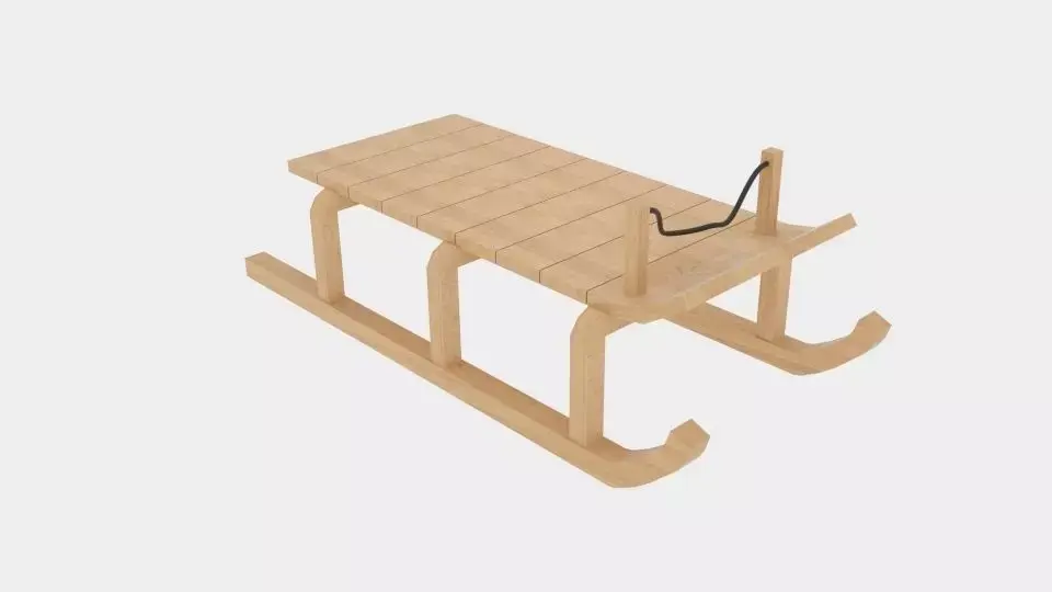  Wood Sledge  Low-poly 3D model