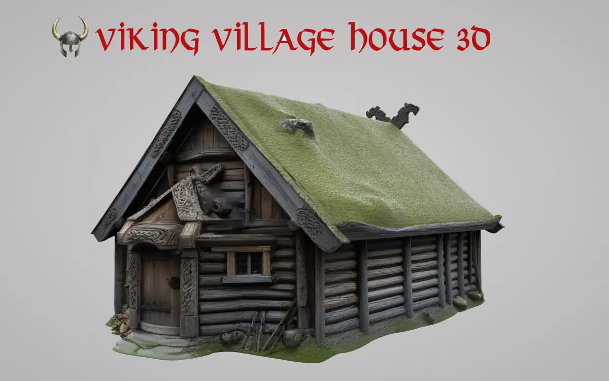 Medieval Viking village house 3D model Low-poly 3D model