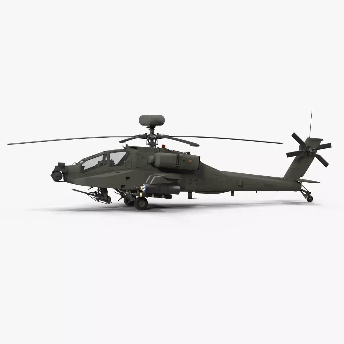 AH64E Apache Longbow Helicopter Green Clean 3D model