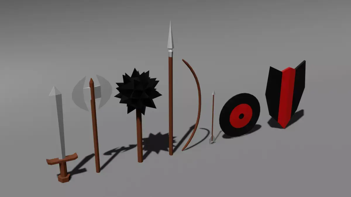 Weapon Pack Low-poly 3D model get