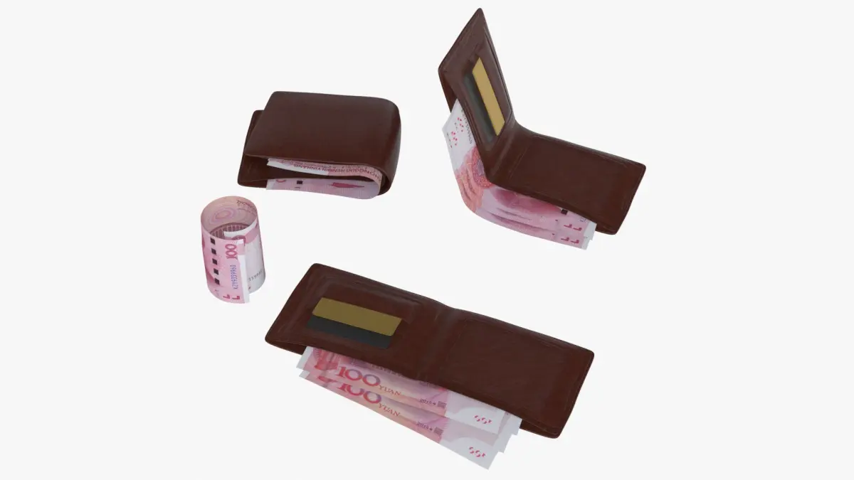 China 100 Yuan Wallet Money Purse 3D model