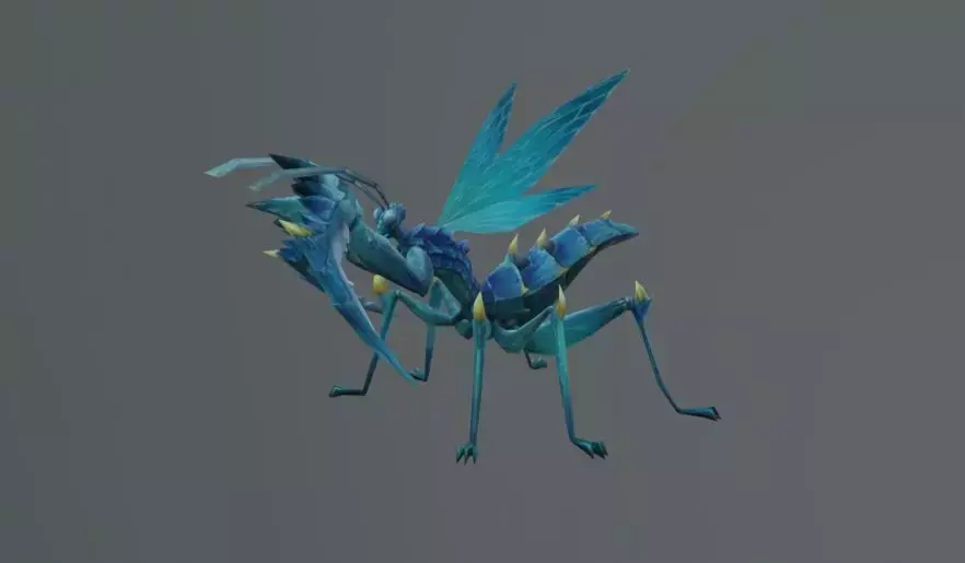 Blue Ray Mantis Fantasy Low-poly 3D model