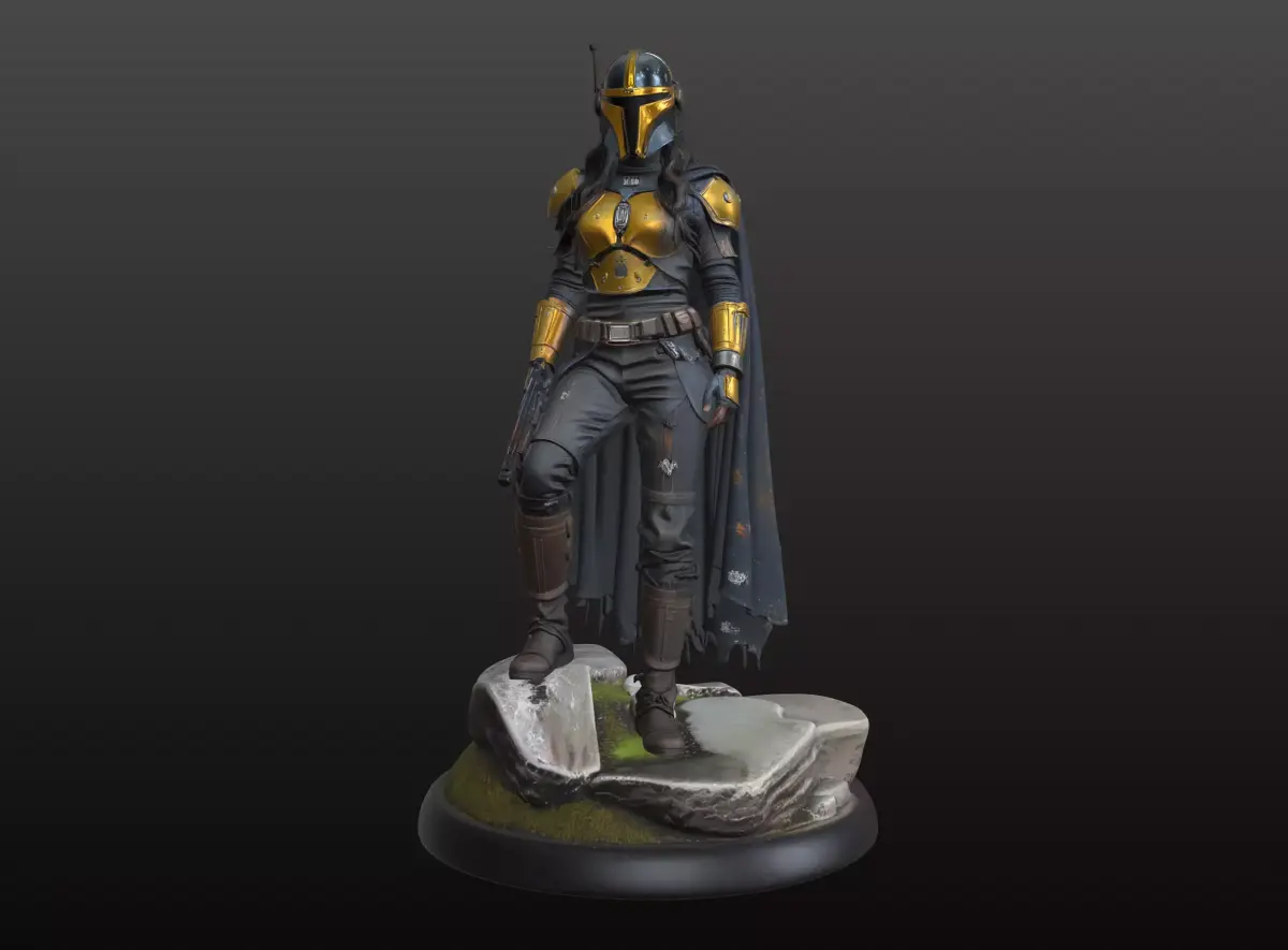 Mandalorian Inspired Female Warrior STL 3D print model