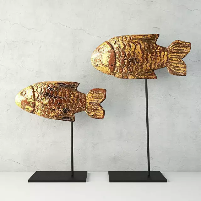 Antique Burmese Gilded Fish 3D model