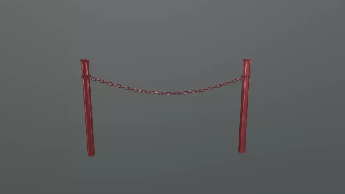 Modular Red Chain Barrier Low-poly 3D model