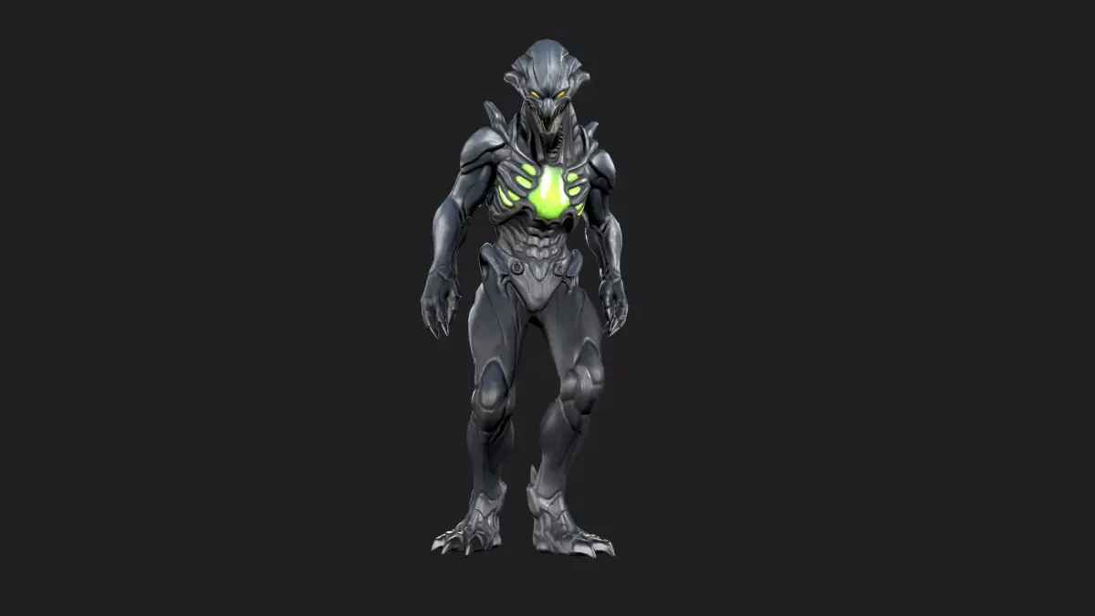 Alien Spitter Sci-Fi Creature Rigged Low-poly 3D model