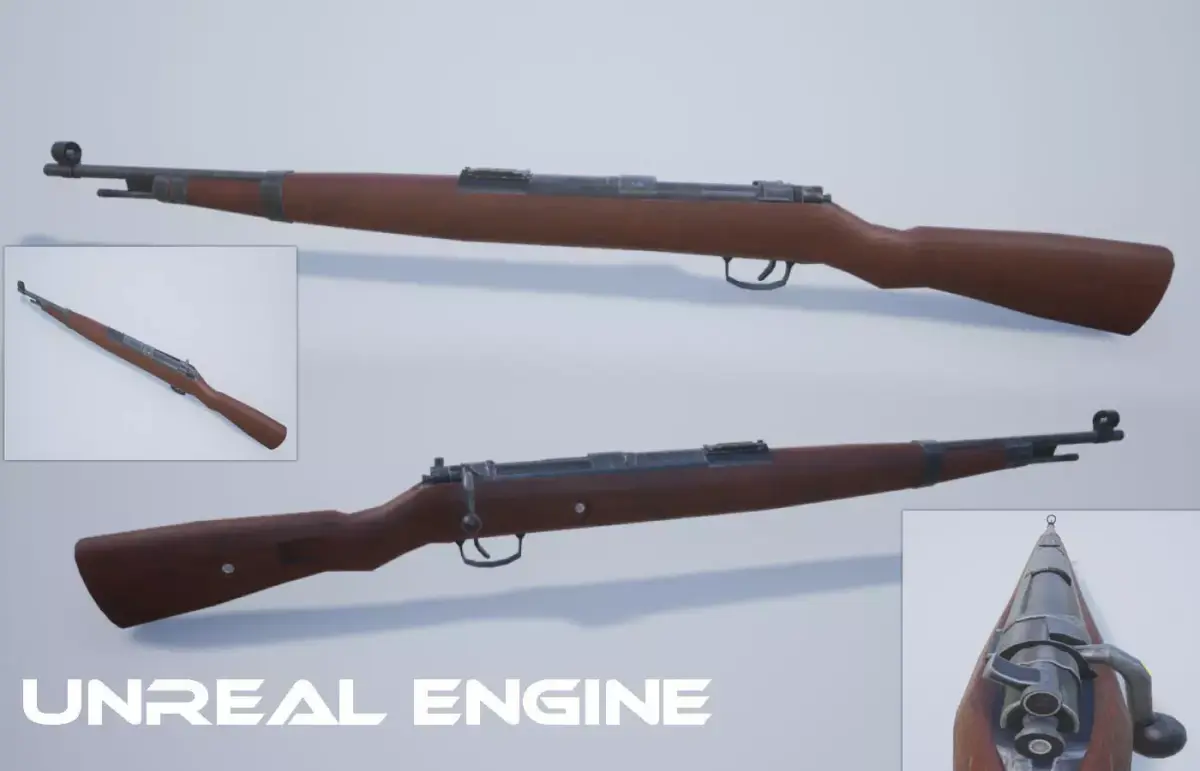Karabiner 98k gun Low-poly 3D model