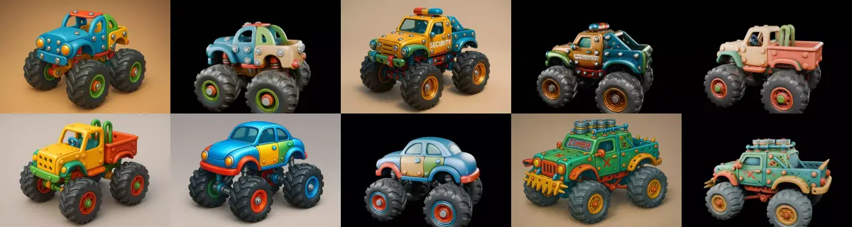 Monster Truck bundle 4 pack 100 glb 3D model