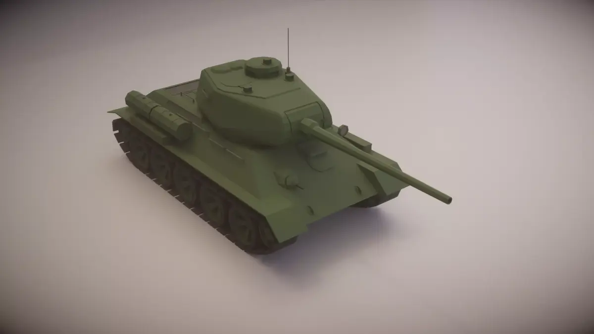Simple T-34-85 Tank Low-poly 3D model