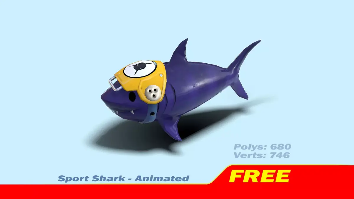 Sport Shark - Animated Low-poly 3D model