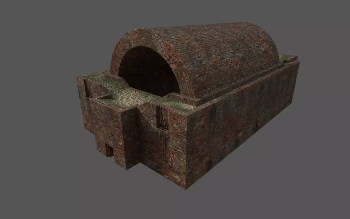Old Brick Building Low-poly 3D model