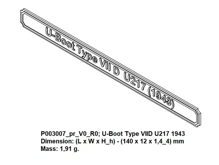 Nameplate - U-Boot Type VIID U217 1943 3D print model