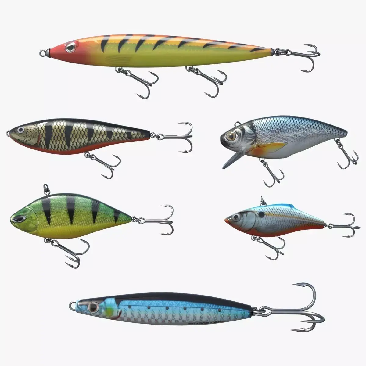 Fishing lure set 3D model