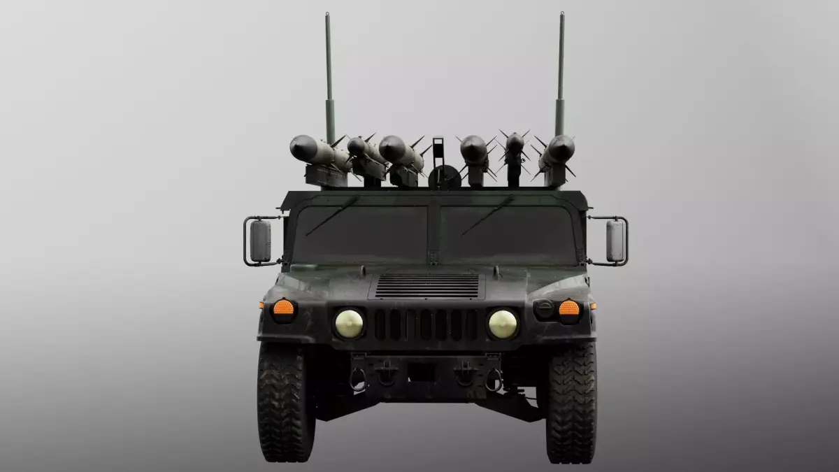 Humvee-Based Air Defense System Low-poly 3D model
