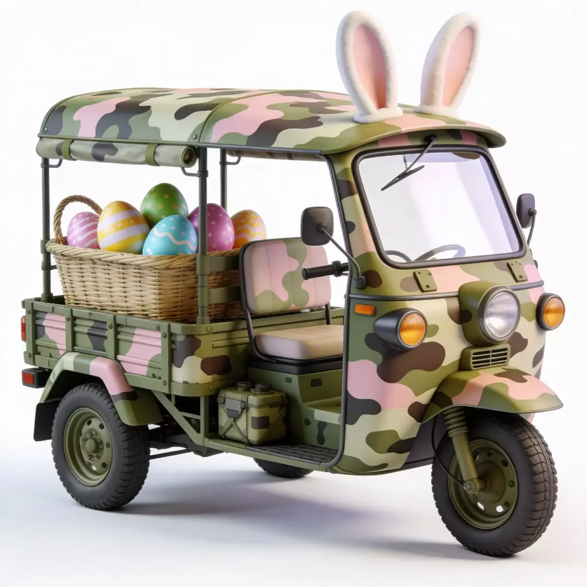 Pastel Tactical Easter Delivery Tuk-Tuk 3D Model Low-poly 3D model