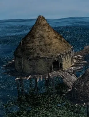 Prehistoric House - Boar Skin Roof Low-poly 3D model