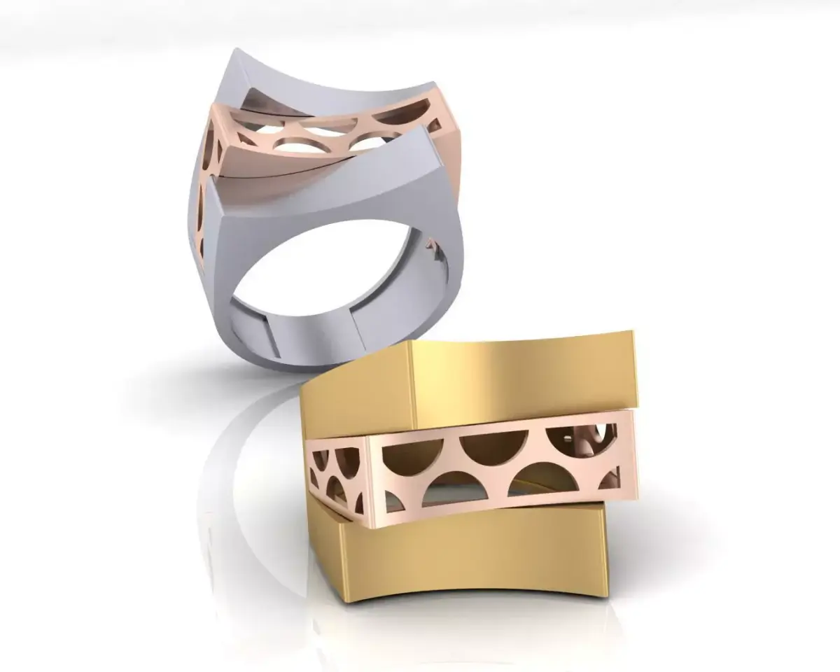 2 part bypass gold ring 3D print model