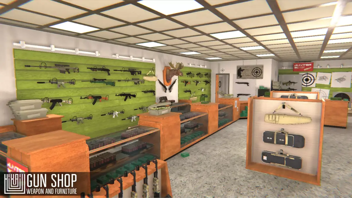 Gun Shop - weapon and furniture Low-poly 3D model