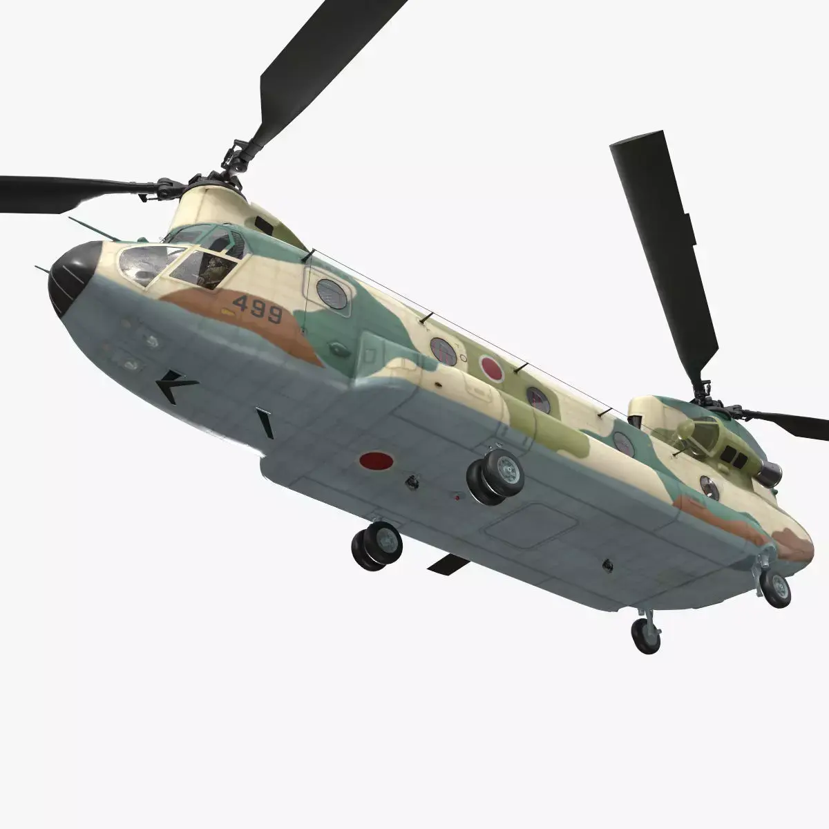 CH-47J Chinook JASDF Basic Animation Low-poly 3D model