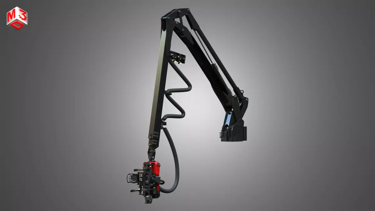 Forwarder Crane Coordinate System with Harvester Head 3D model