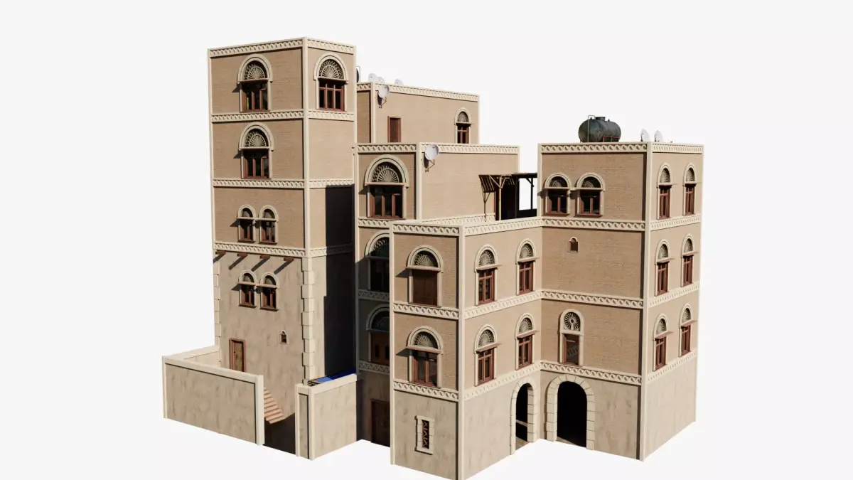 Yemen Apartment Block Low-poly 3D model