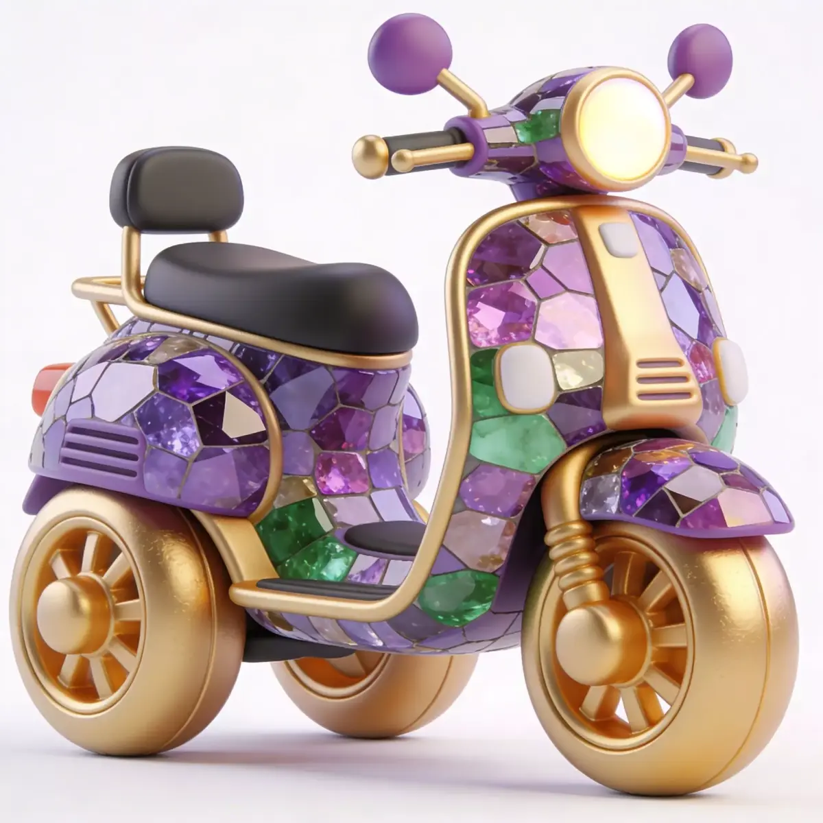 Stylized Chibi Jeweled Mosaic Scooter Low-poly 3D model