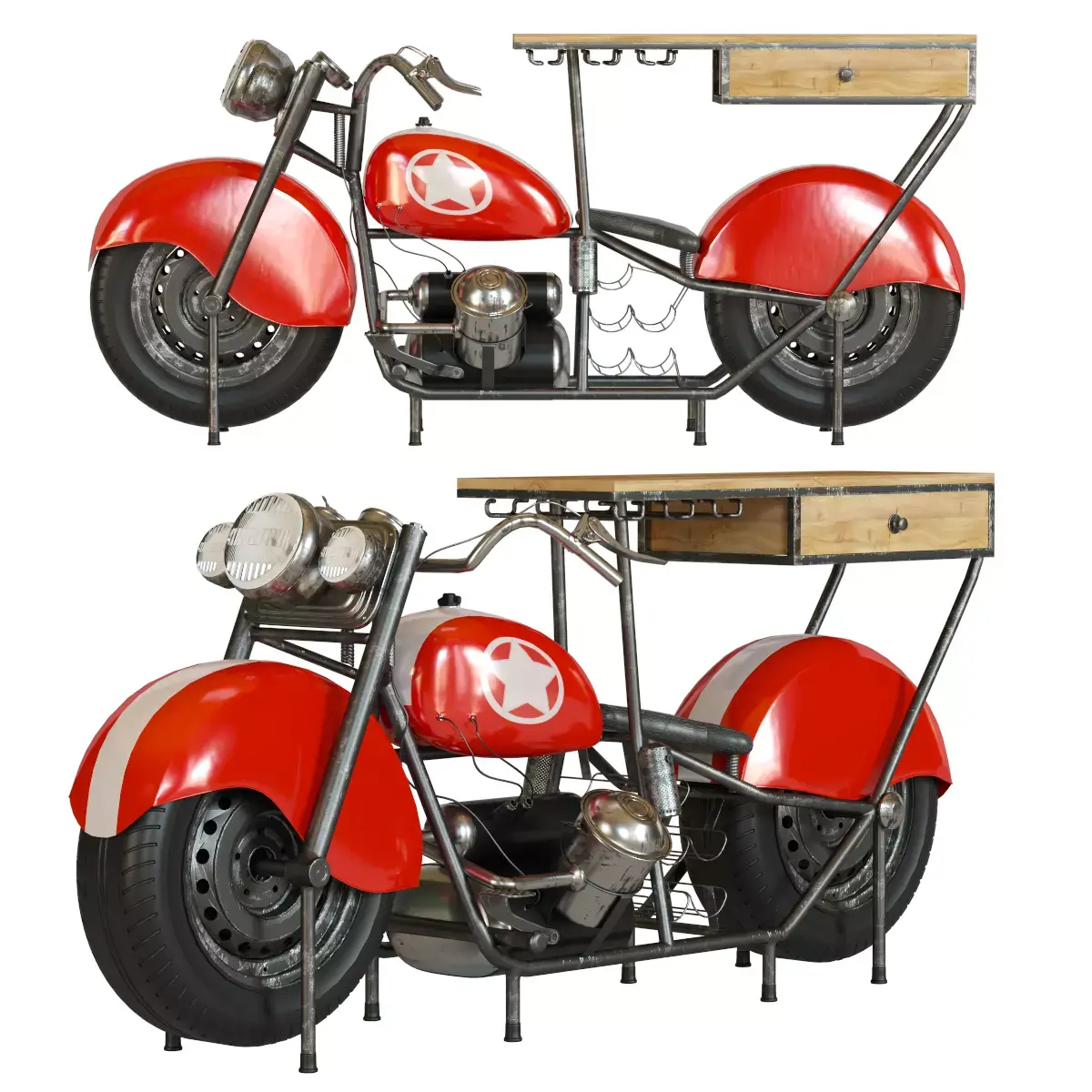 Bar Motorbike Red 3D model