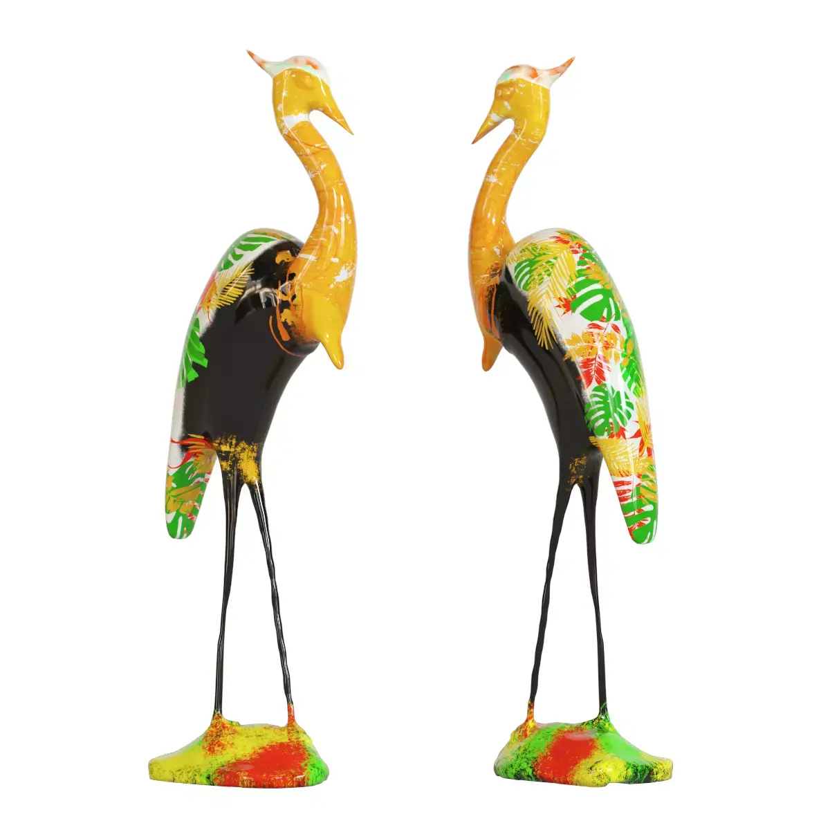 Deco Figurine Heron yellow 3D model