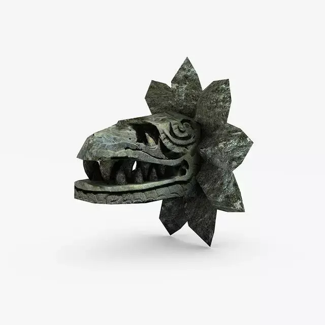 Stone serpent head Quetzalcoatl Low-poly 3D model