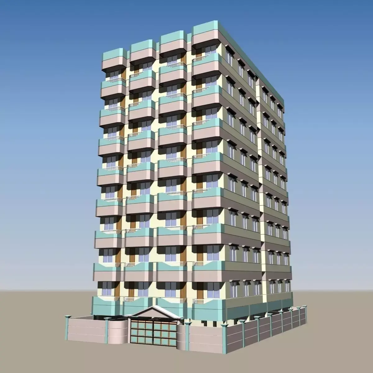Apartment Building 3D model get