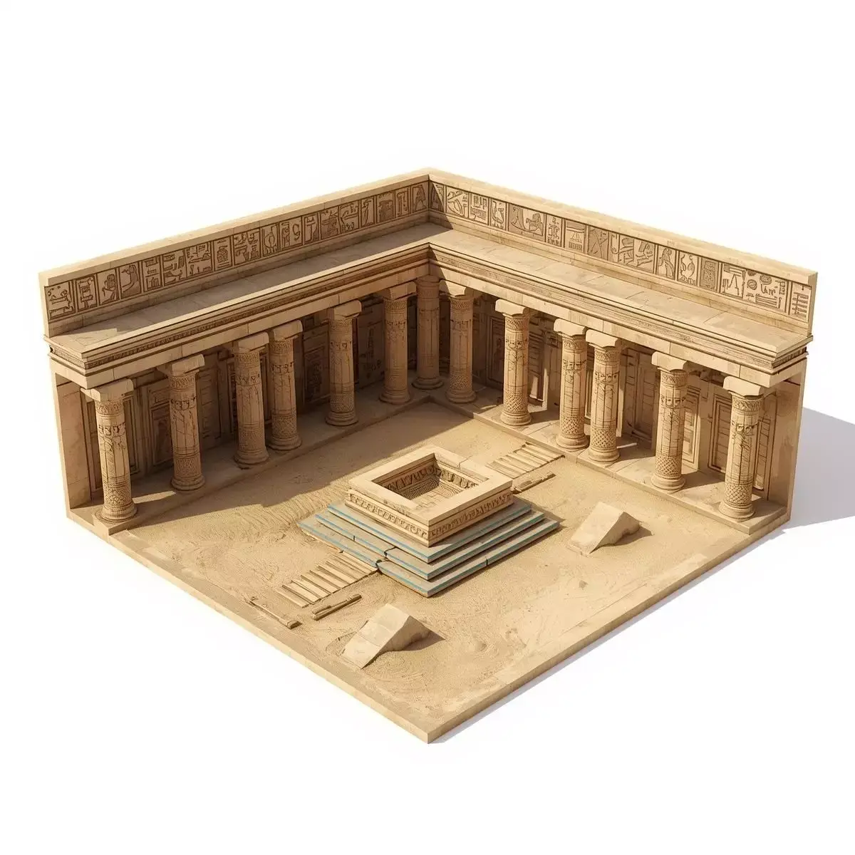 Ancient Egyptian Ritual Courtyard 3D Environment Analysis 3D model