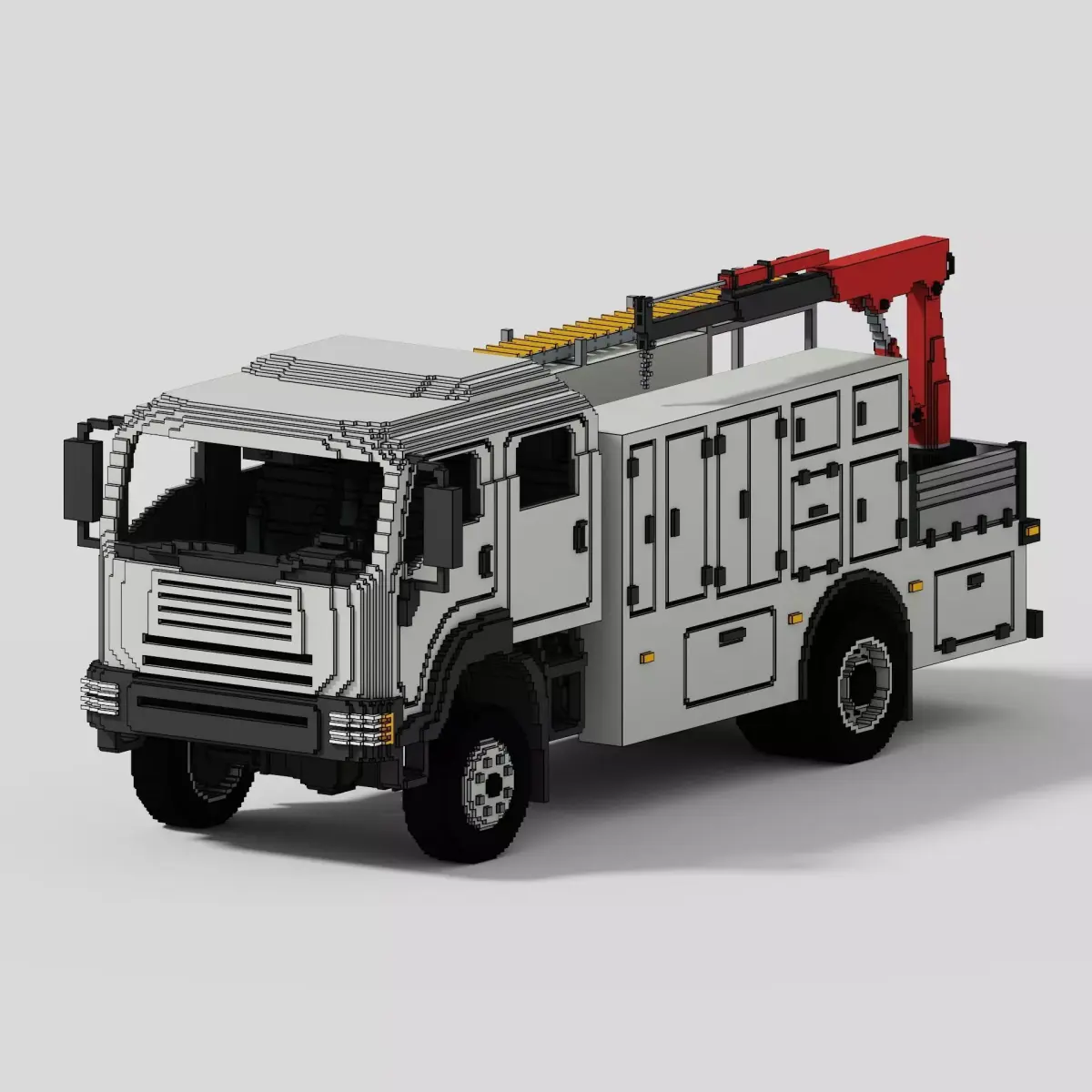 Voxel Maintenance Truck Low-poly 3D model