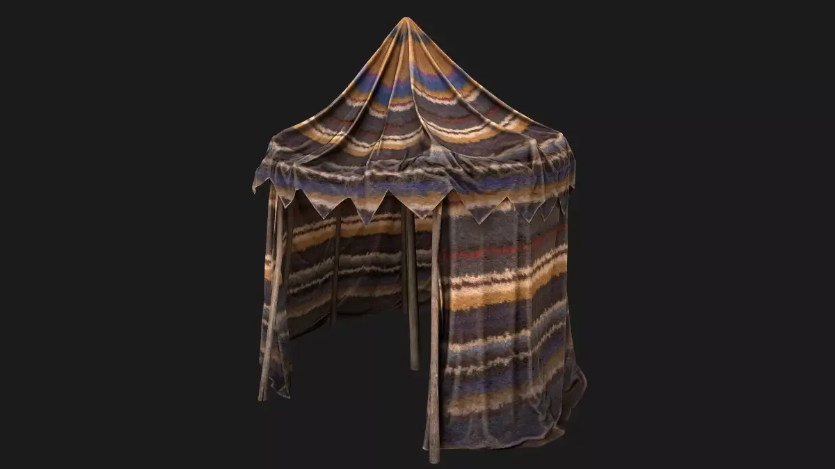 Cylindrical Nomad Tent Market Stall  Low-poly 3D model