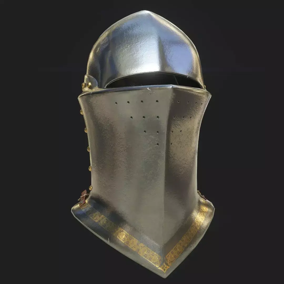 Medieval jousting helmet Low-poly 3D model