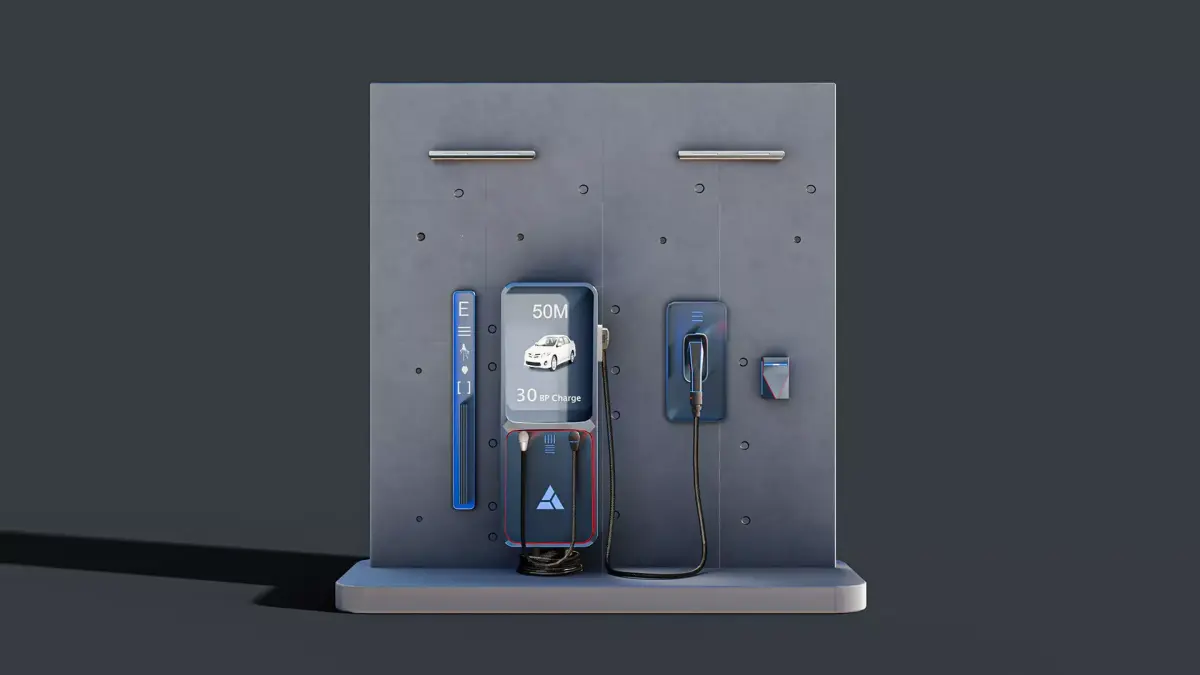Futuristic EV Charging Station Low-poly 3D model